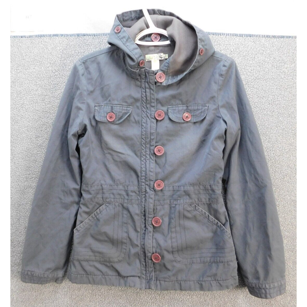 Split Women's M Casual Button Up Grey Embroidered Jacket